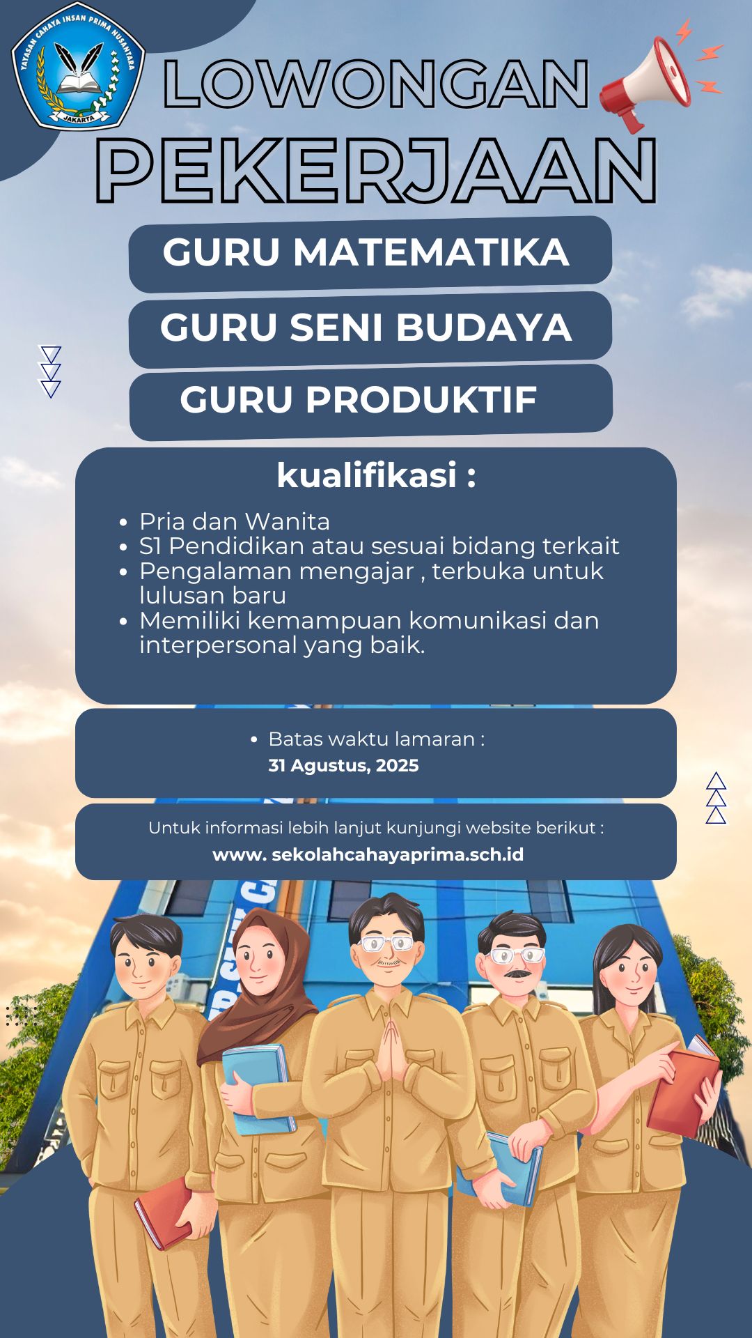 Open Recruitment Guru SMP & SMK Cahaya Prima Tahun Ajaran 2025/2026